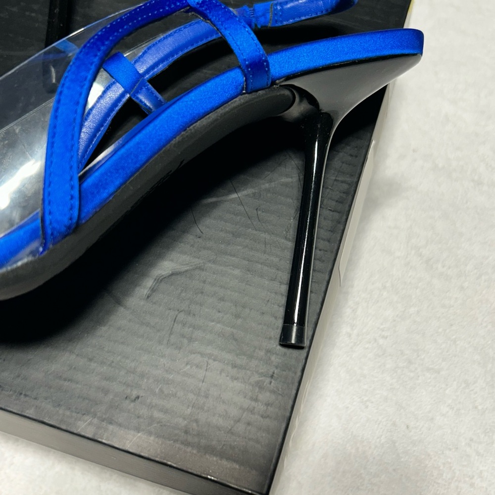 INC International Concepts Women's‎ Colbalt Satin Mixed Media Heels Sz 8 NIB - Picture 4 of 7